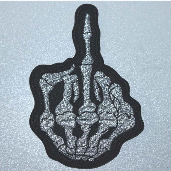 Patch Skeleton Bone Finger Outlaw Motorcycle Biker MC Club Sew Iron Badge 6 E1 - Picture 3 of 7